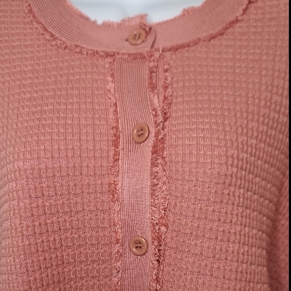 Adrianna Papell Desert Rose Coral Button-Up Cardigan Lg - Picture 2 of 5